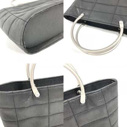 Chanel Handbag Metal Handle Choco Bar Nylon Gray