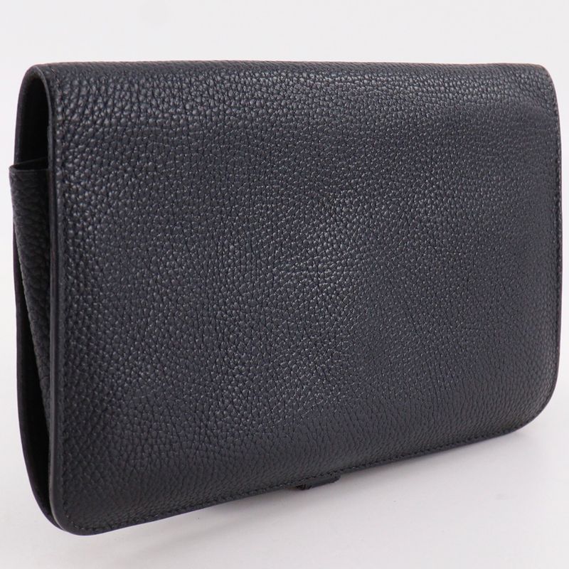 Hermes Dogon GM Taurillon Clemence Black Gold I Wallet