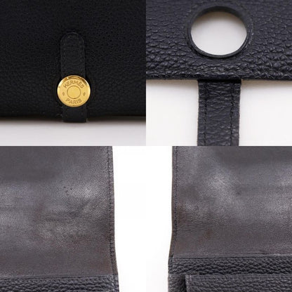 Hermes Dogon GM Taurillon Clemence Black Gold I Wallet