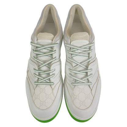 Gucci Basket 11.5 White Green GG Canvas Leather Low Cut Lace Up Sneaker