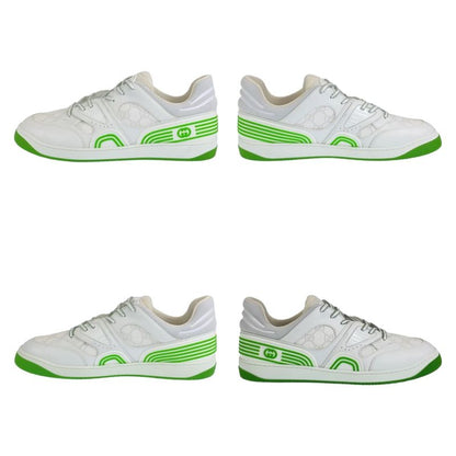 Gucci Basket 11.5 White Green GG Canvas Leather Low Cut Lace Up Sneaker