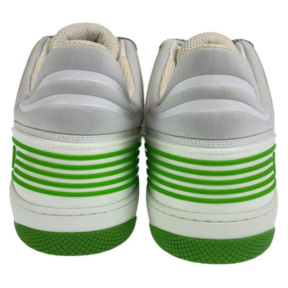 Gucci Basket 11.5 White Green GG Canvas Leather Low Cut Lace Up Sneaker