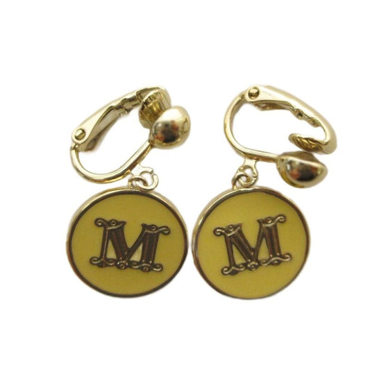 Max Mara Earrings Clip Type Logo Gold