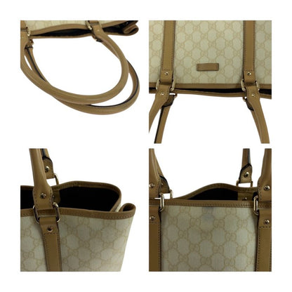 Gucci Beige Brown Gold GG Supreme Canvas Business Tote