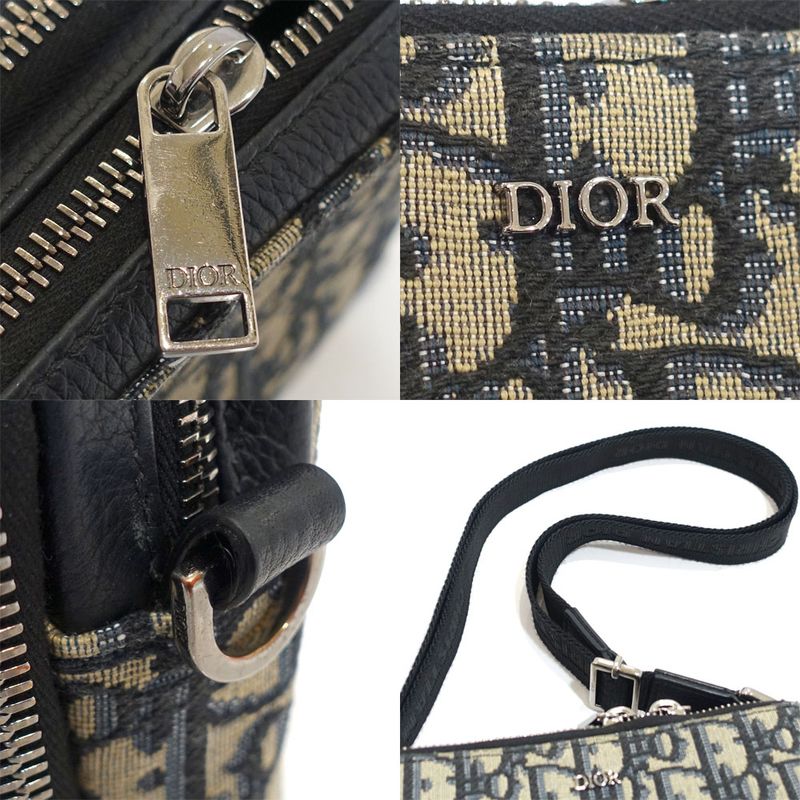 Dior Strap Pouch Oblique Peacock Shoulder Bag Silver