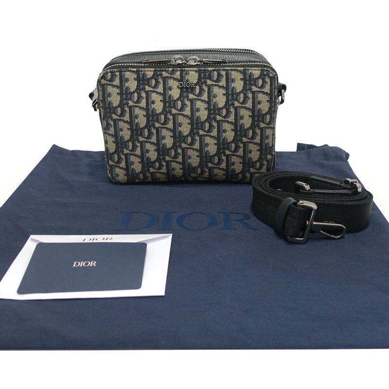 Dior Strap Pouch Oblique Peacock Shoulder Bag Silver