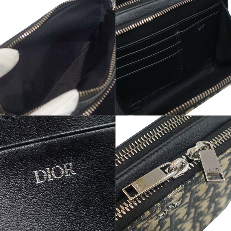 Dior Strap Pouch Oblique Peacock Shoulder Bag Silver