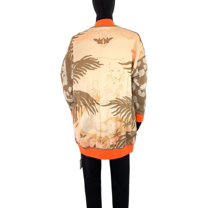 Hermes Twill Lane 34 Brown Orange Silk Jacket Cardigan Jersey