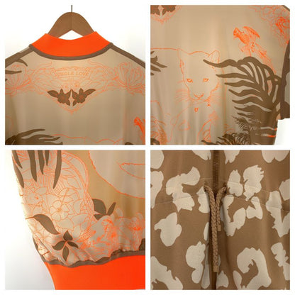 Hermes Twill Lane 34 Brown Orange Silk Jacket Cardigan Jersey