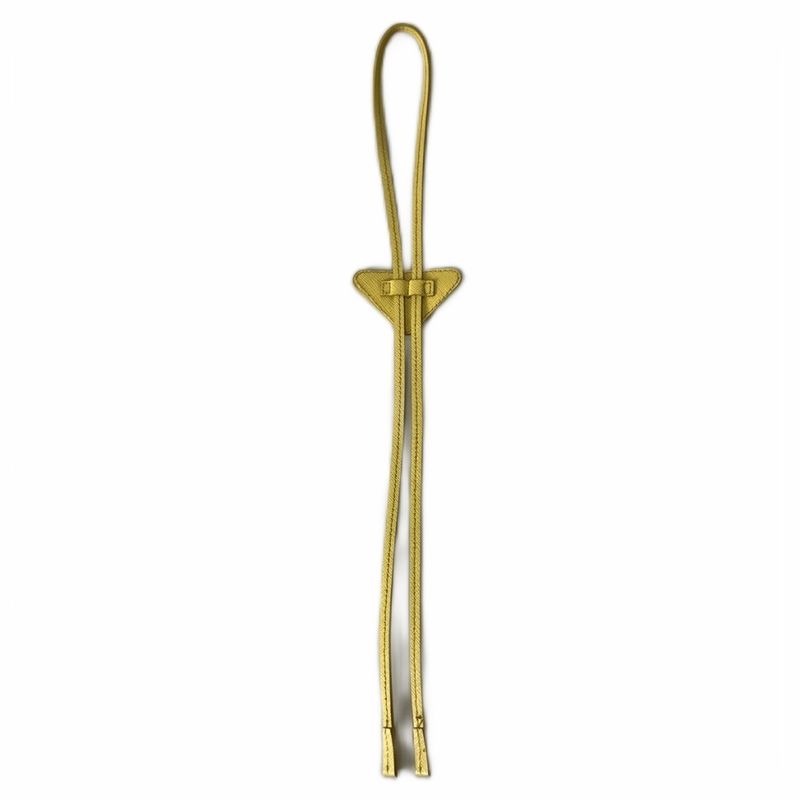 Prada Saffiano Triangle Logo Loupe Tie Leather Tie Yellow