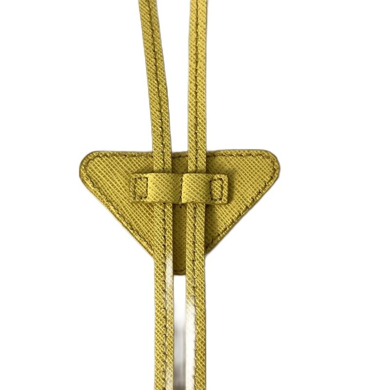 Prada Saffiano Triangle Logo Loupe Tie Leather Tie Yellow