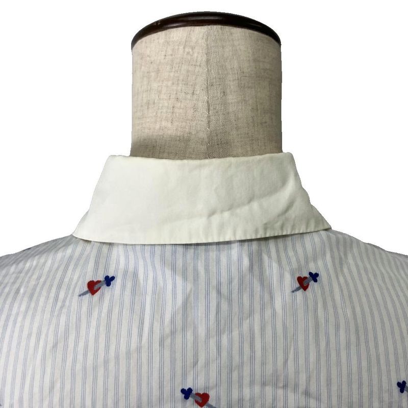 Gucci Striped Shirt Heart Sword Long Sleeve 38 Sky Blue