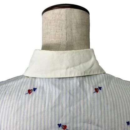 Gucci Striped Shirt Heart Sword Long Sleeve 38 Sky Blue