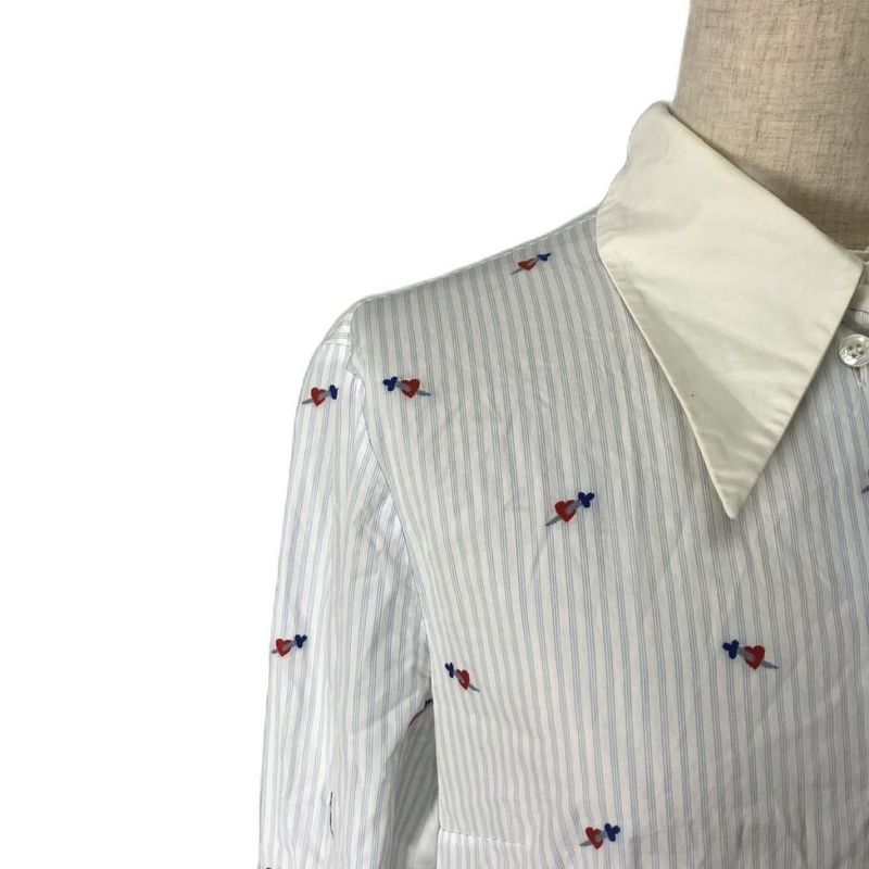 Gucci Striped Shirt Heart Sword Long Sleeve 38 Sky Blue