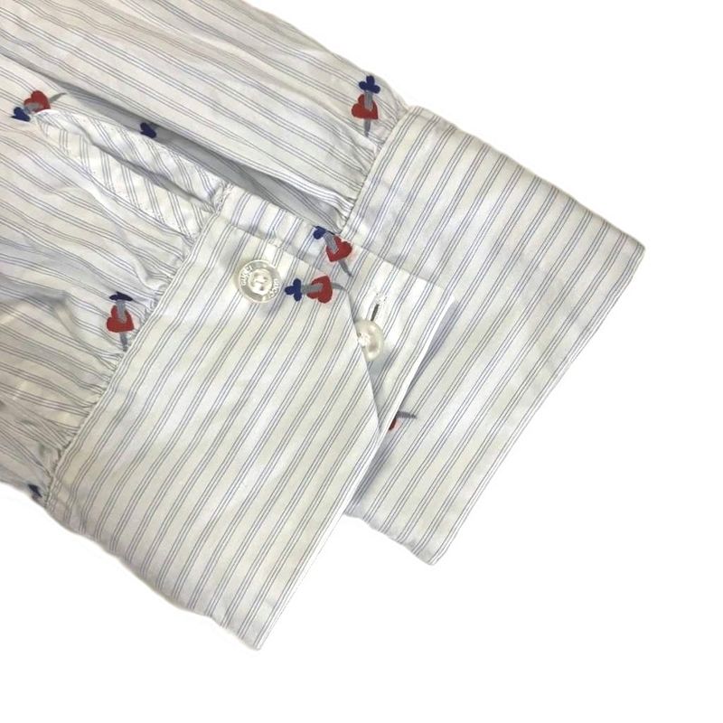 Gucci Striped Shirt Heart Sword Long Sleeve 38 Sky Blue