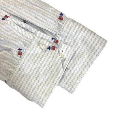Gucci Striped Shirt Heart Sword Long Sleeve 38 Sky Blue