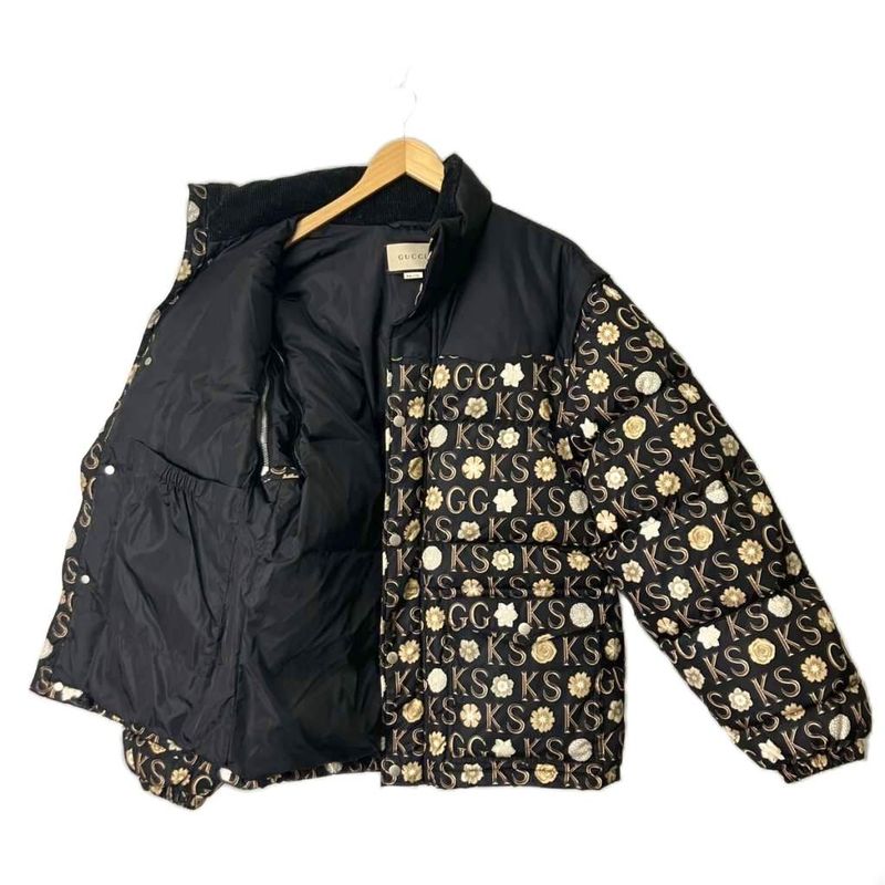 Gucci Ken Scott Down Jacket All Over Pattern 2-Way Vest 44 Black