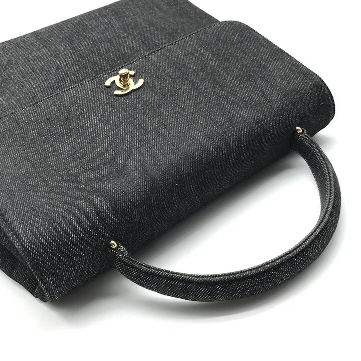 Chanel CC Logo Denim Vintage Hand Navy Purse