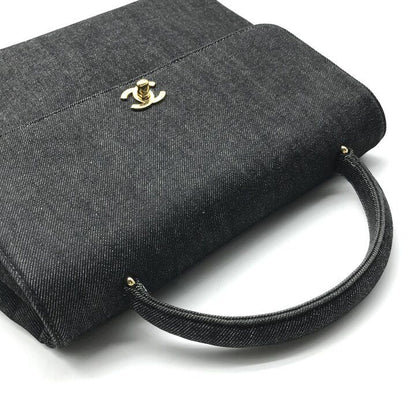 Chanel CC Logo Denim Vintage Hand Navy Purse