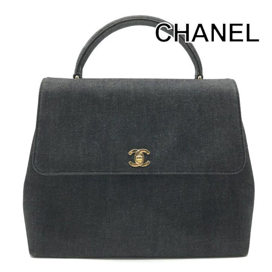 Chanel CC Logo Denim Vintage Hand Navy Purse