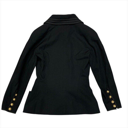 Chanel CC Logo Button Vintage Suit Skirt Set Black