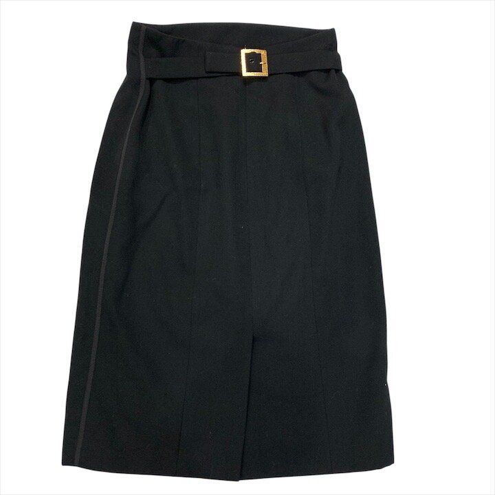 Chanel CC Logo Button Vintage Suit Skirt Set Black