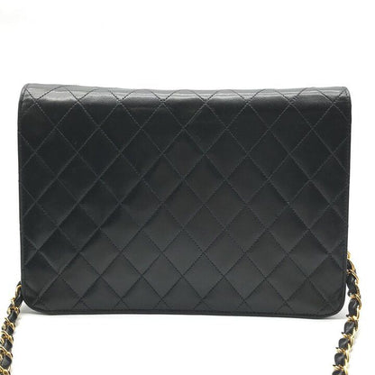 Chanel CC Logo Quilted Pushlock Lambskin Chain Shoulder Bag Black Purse