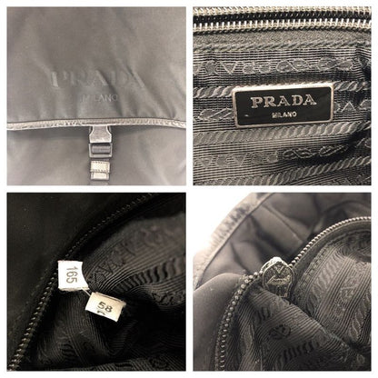 Prada Tessuto Logo Black Silver Nylon Shoulder Bag