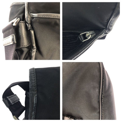 Prada Tessuto Logo Black Silver Nylon Shoulder Bag