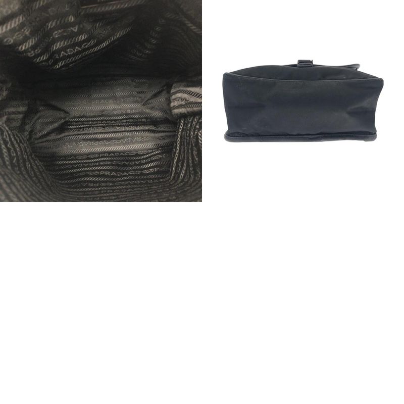 Prada Tessuto Logo Black Silver Nylon Shoulder Bag