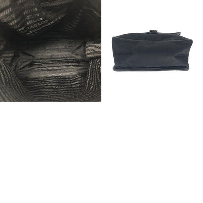 Prada Tessuto Logo Black Silver Nylon Shoulder Bag