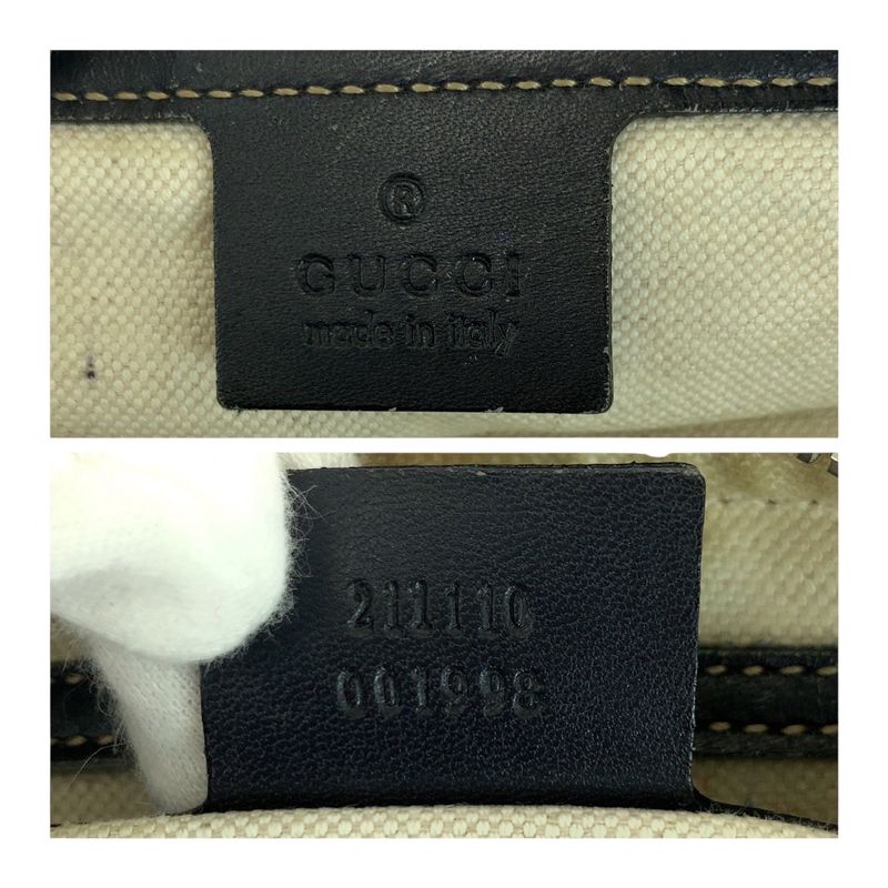 Gucci Beige Navy Silver GG Supreme Canvas Shoulder Bag