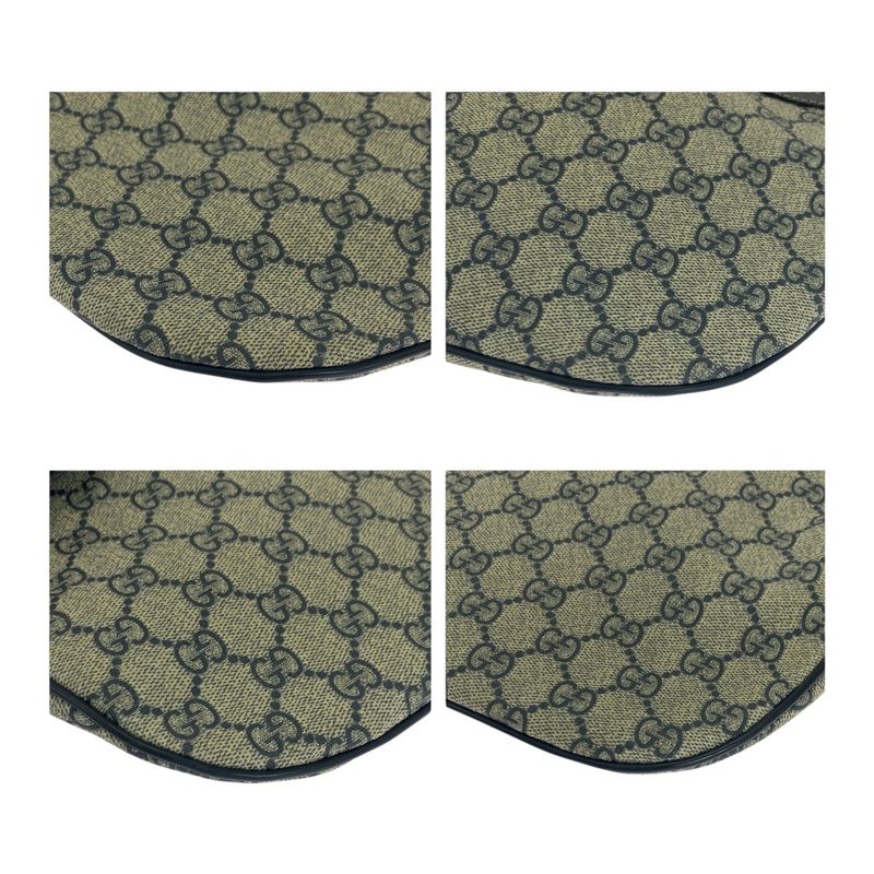 Gucci Beige Navy Silver GG Supreme Canvas Shoulder Bag