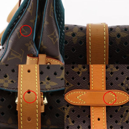 Louis Vuitton Saumur PM Monogram Perfoux Turquoise Brown