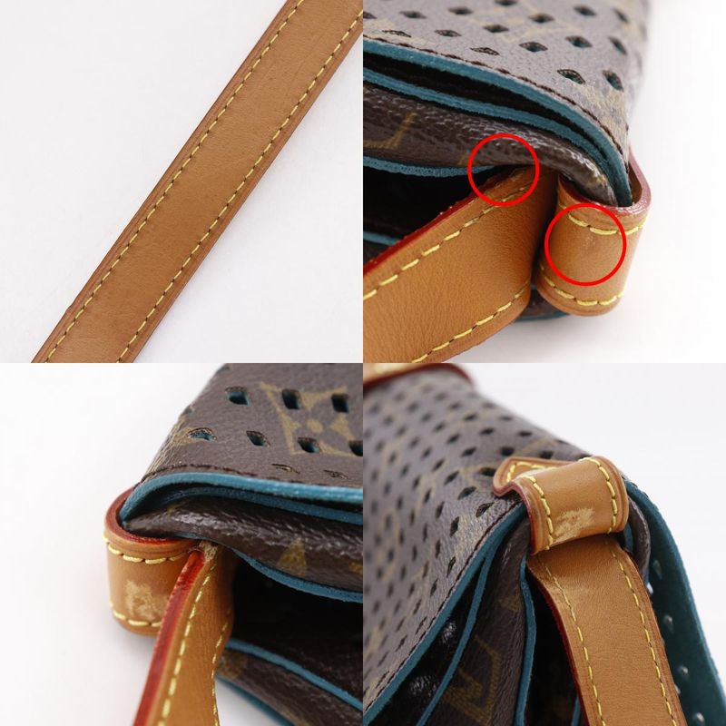 Louis Vuitton Saumur PM Monogram Perfoux Turquoise Brown