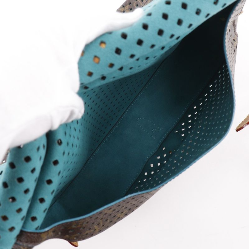 Louis Vuitton Saumur PM Monogram Perfoux Turquoise Brown