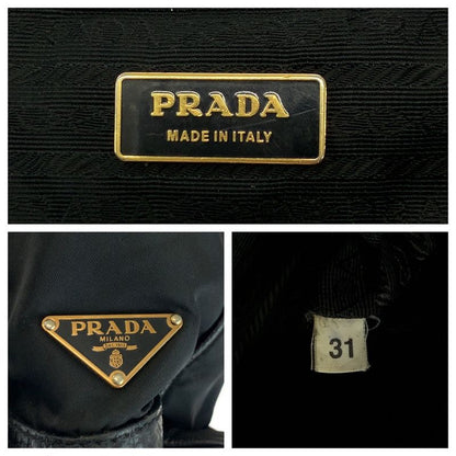 Prada Vitello Daino Tessuto Black Leather Nylon Shoulder Bag