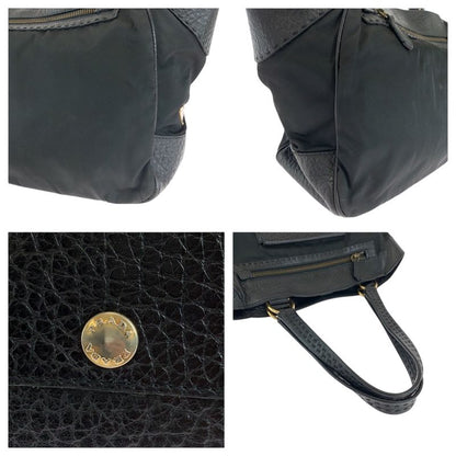 Prada Vitello Daino Tessuto Black Leather Nylon Shoulder Bag