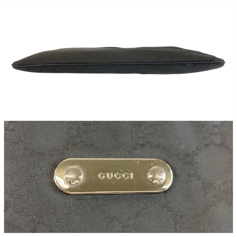 Gucci GG Pattern Black Silver Nylon Leather Shoulder Bag