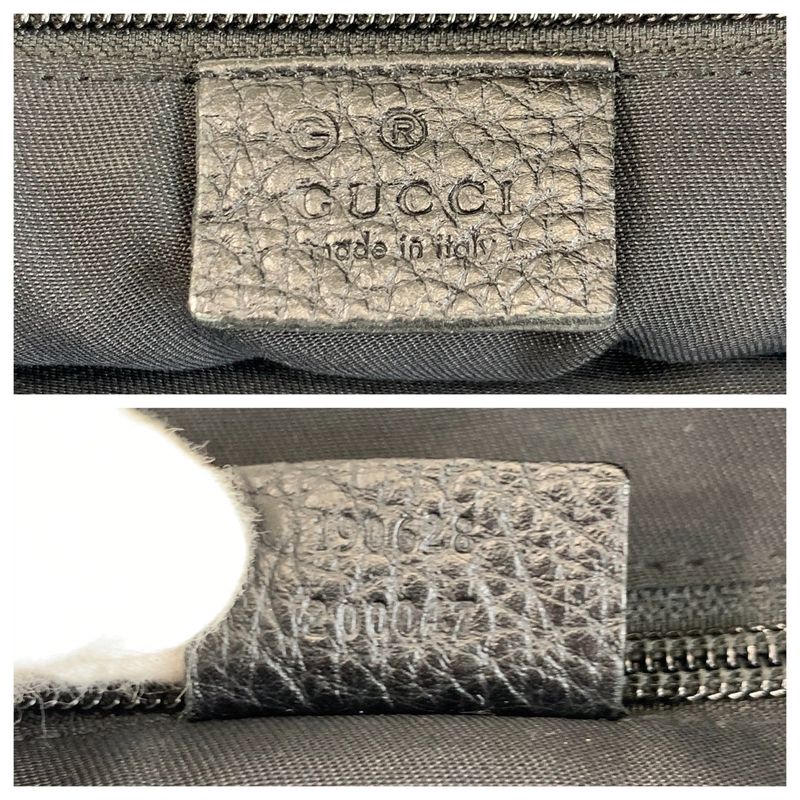 Gucci GG Pattern Black Silver Nylon Leather Shoulder Bag