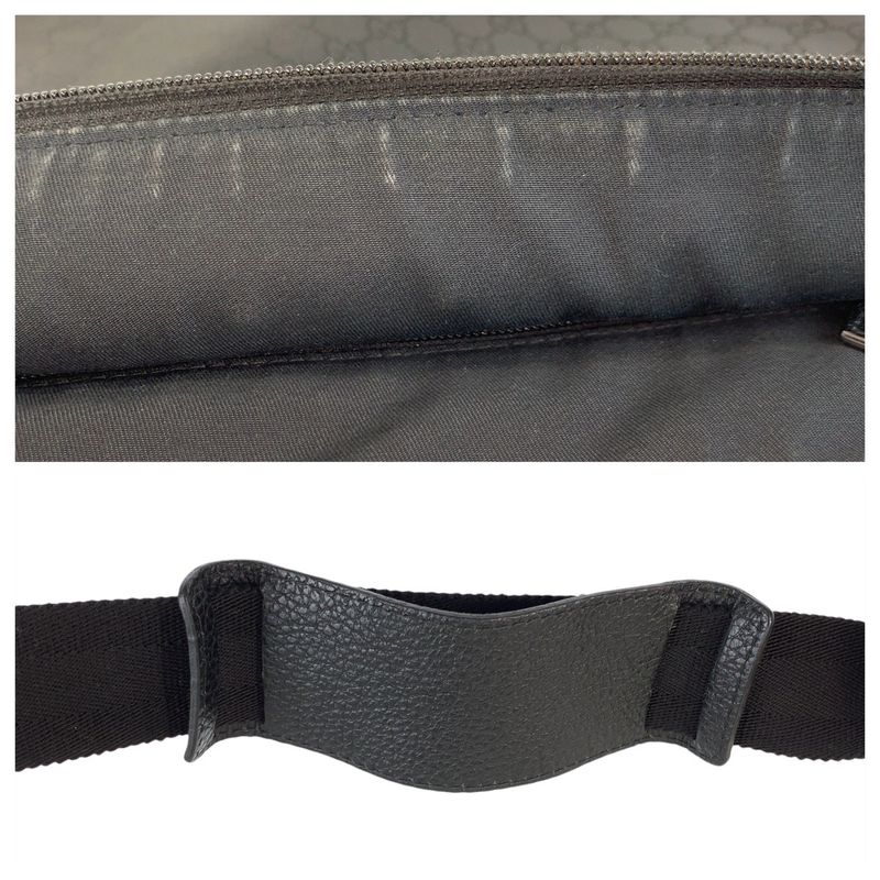 Gucci GG Pattern Black Silver Nylon Leather Shoulder Bag