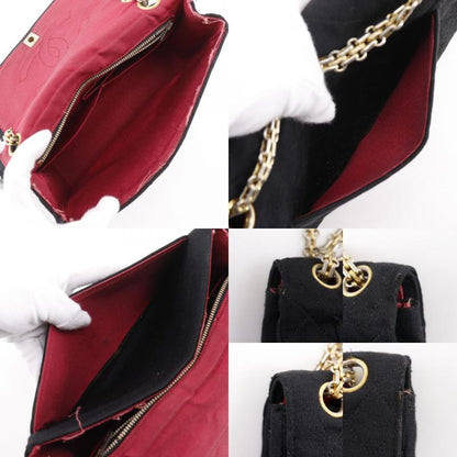 Chanel Chain Shoulder Quilted Cotton Black Bag