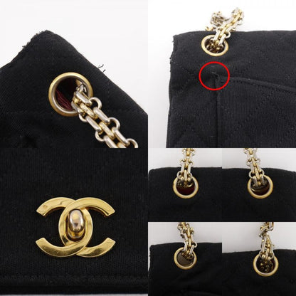 Chanel Chain Shoulder Quilted Cotton Black Bag
