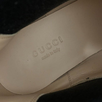 Gucci Short Boots Shoes Leather Black Double Bijoux Belt Side Gore GG Marmont