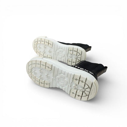 Louis Vuitton Squad Line Monogram Boots Short Shoes Leather Black White Logo