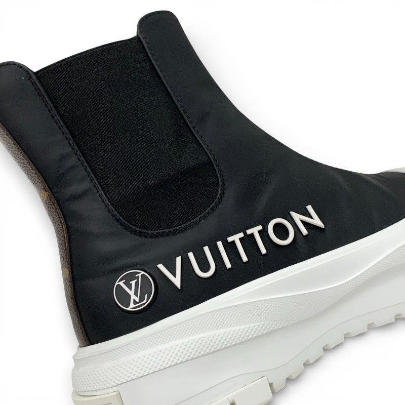 Louis Vuitton Squad Line Monogram Boots Short Shoes Leather Black White Logo