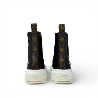 Louis Vuitton Squad Line Monogram Boots Short Shoes Leather Black White Logo