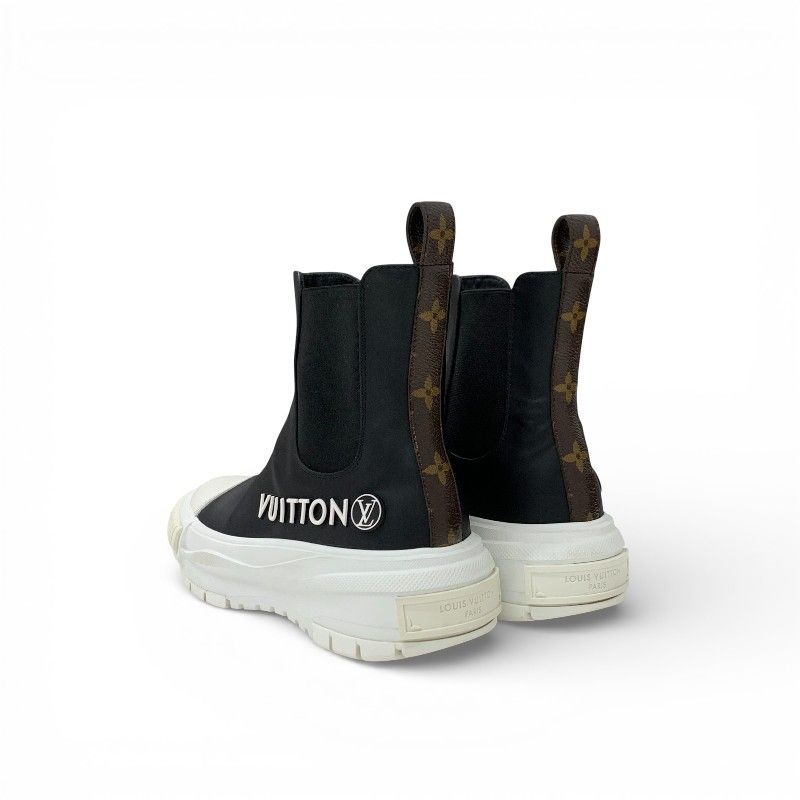 Louis Vuitton Squad Line Monogram Boots Short Shoes Leather Black White Logo