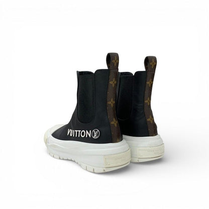 Louis Vuitton Squad Line Monogram Boots Short Shoes Leather Black White Logo
