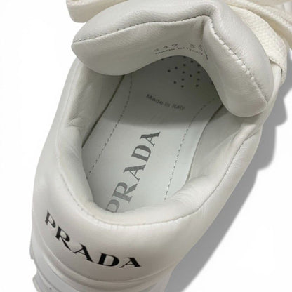 Prada Sneakers Shoes Leather White Triangle Logo Lace Up